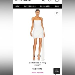 REVOLVE Elliatt Linda Dress in Ivory Size L